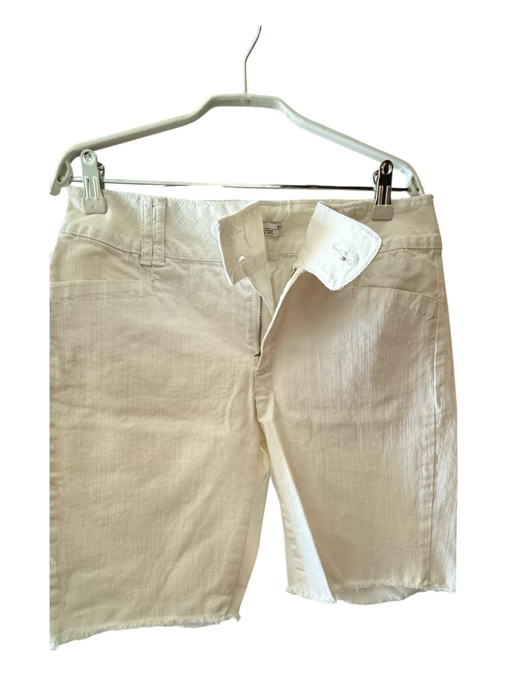 Casual Cream Denim Bermuda Shorts